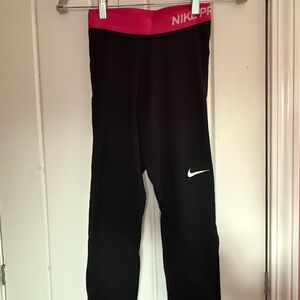Women’s Nike Pro Leggings with Pink Waistband